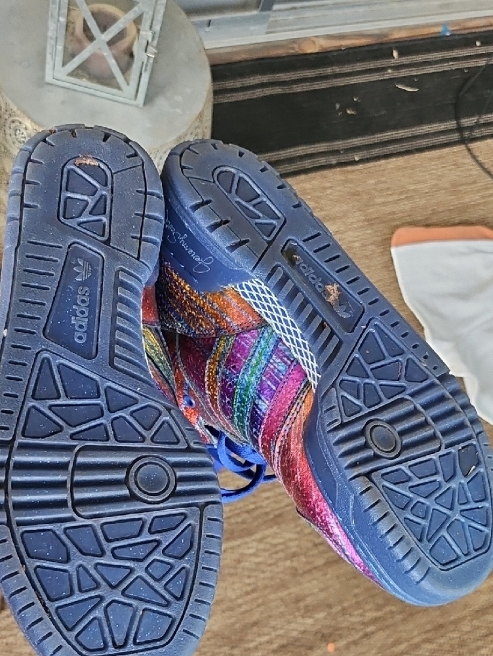 Jeremy Scott x Adidas Multicolor High-Top Sneakers with Wing Accents - Picture 6 of 7